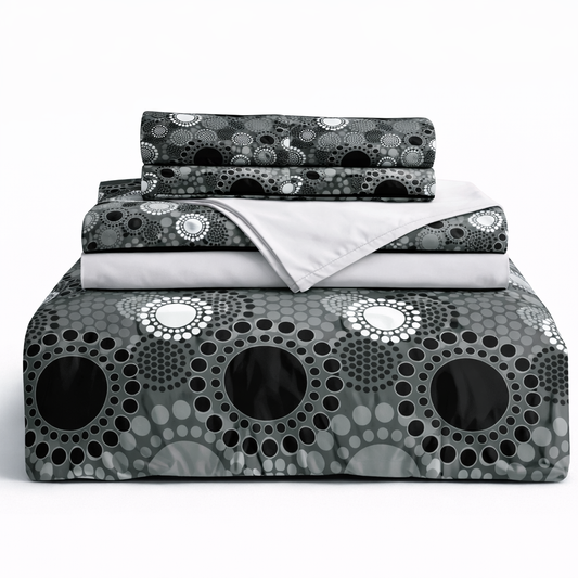 Juego de sabana estampada polialgodon soles negros