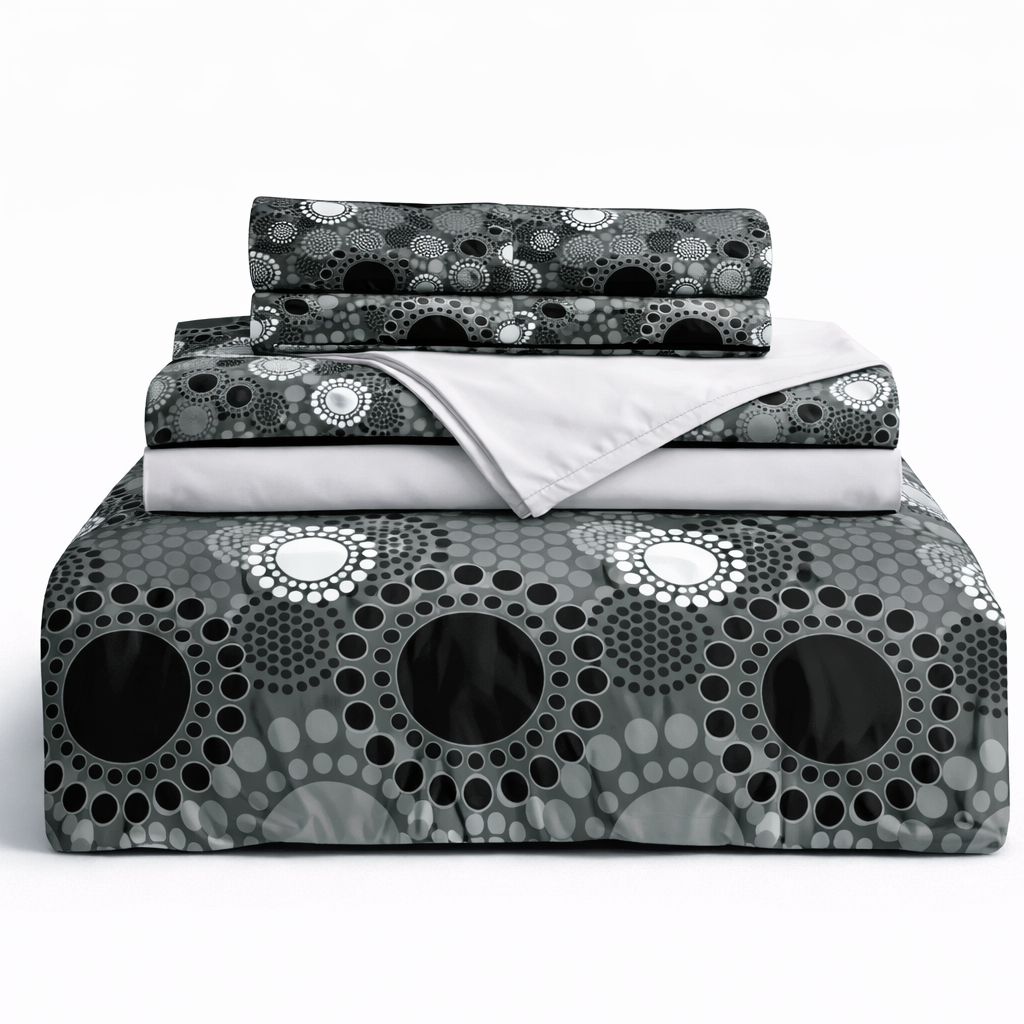 Juego de sabana estampada polialgodon soles negros
