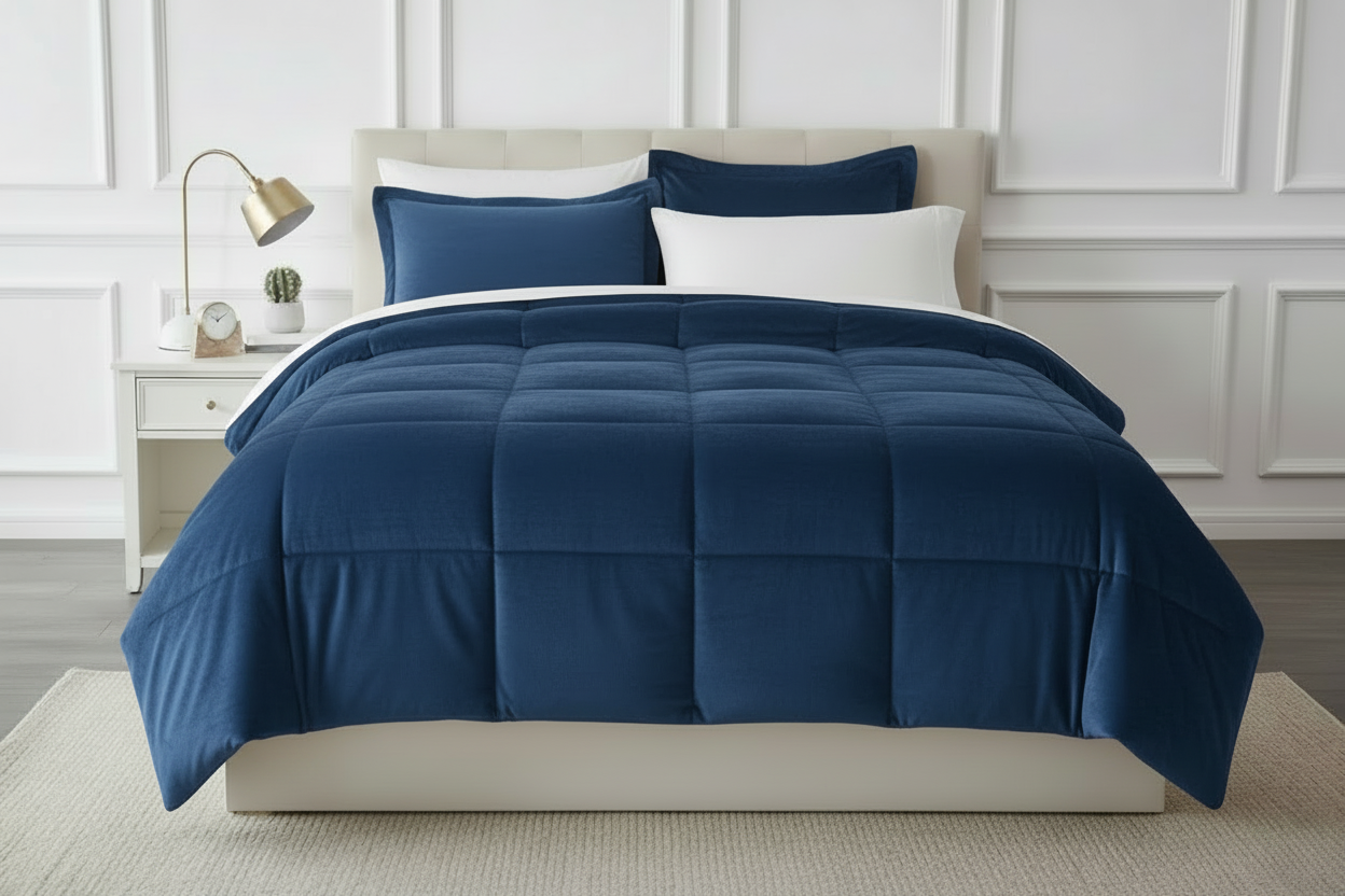 Edredon termico piel de durazno azul rey