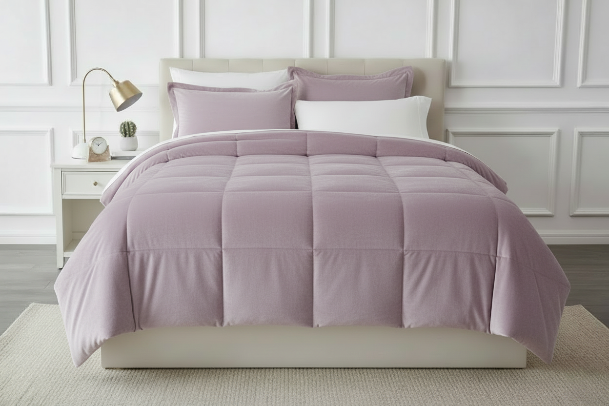 Edredon termico piel de durazno lila