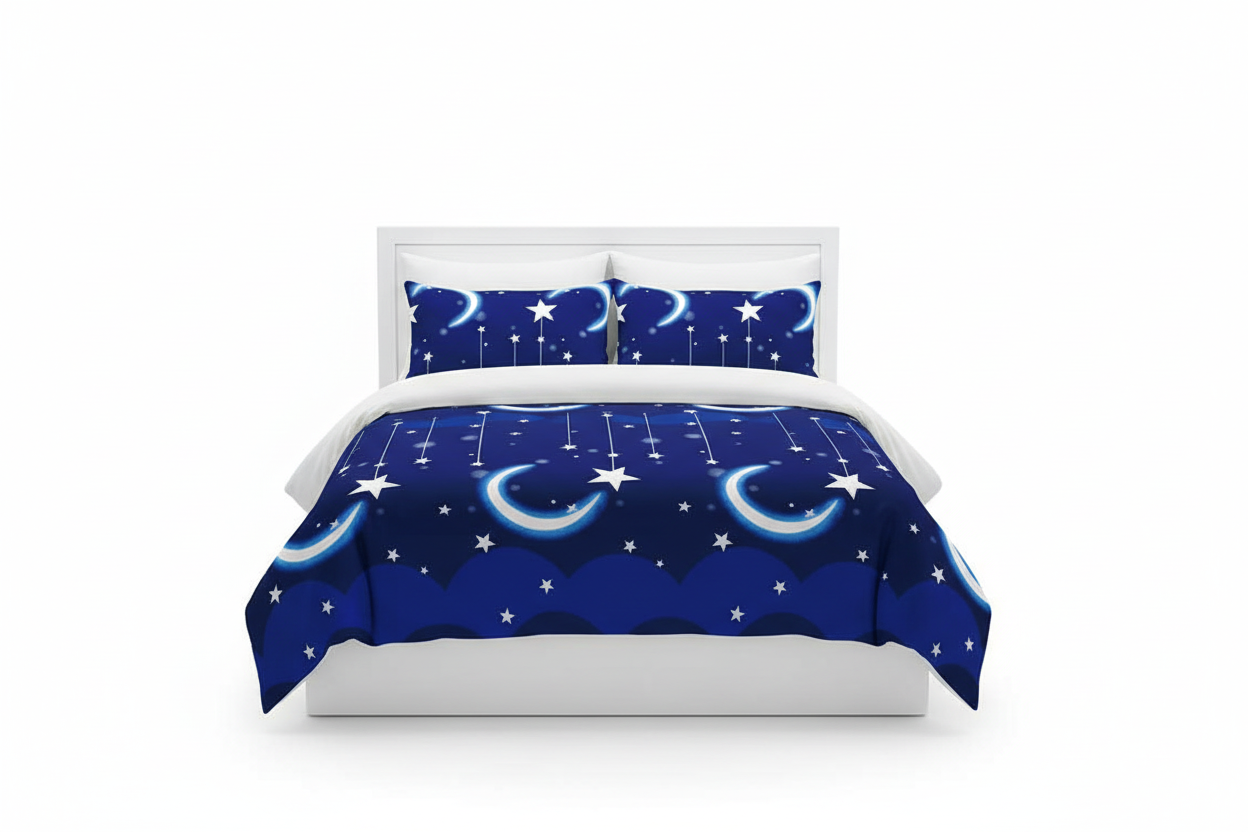 Edredon acolchado estampado luna azul