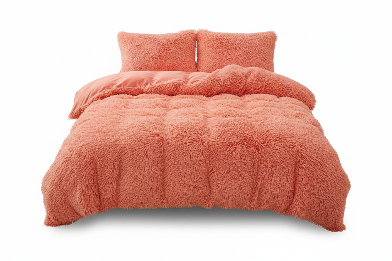 Edredon termico peludo salmon
