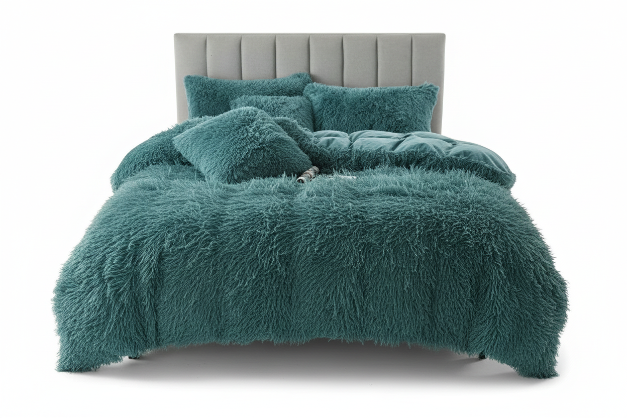 Edredon termico peludo verde menta