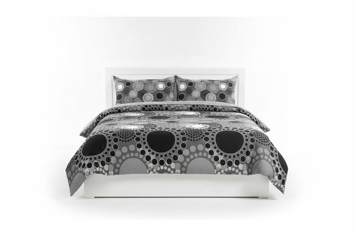 Edredon acolchado estampado soles negros