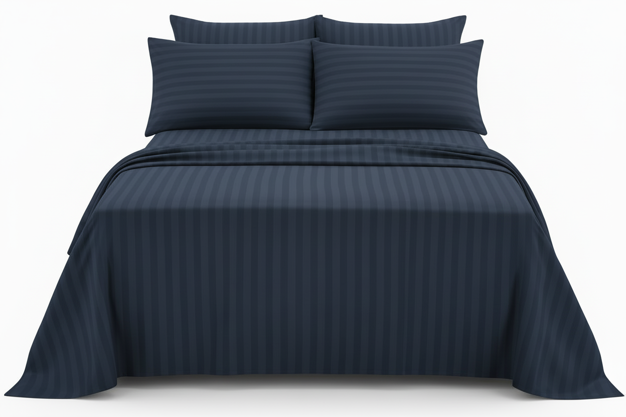 Juego de sabana unicolor polialgodon azul oscuro