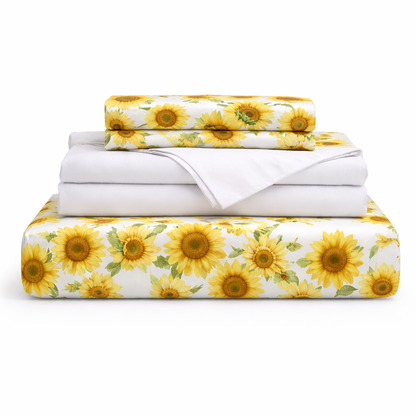 Juego de sabana estampada polialgodon girasoles