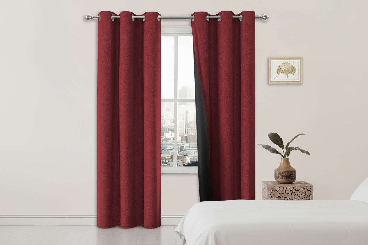 Cortina blackout antiluz vinotinto