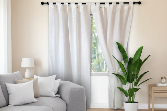 Cortina jaquard argolla 2 paneles blanco