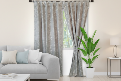 Cortina jaquard argolla 2 paneles gris