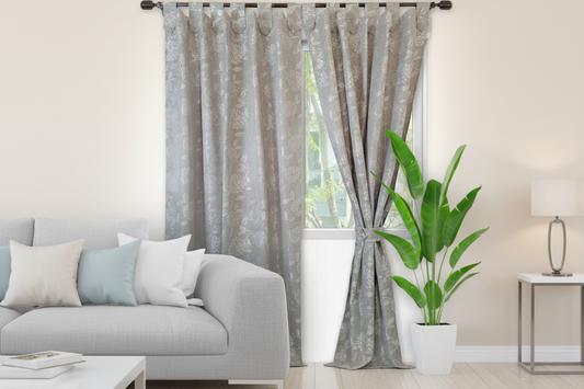 Cortina jaquard argolla 2 paneles gris