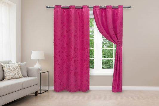 Cortina jaquard argolla 2 paneles rosada