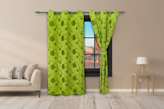 Cortina jaquard argolla 2 paneles verde pistacho