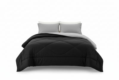 Edredon acolchado unicolor negro- gris