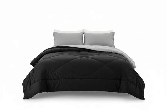 Edredon acolchado unicolor negro- gris