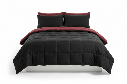 Edredon acolchado unicolor vinotinto- negro