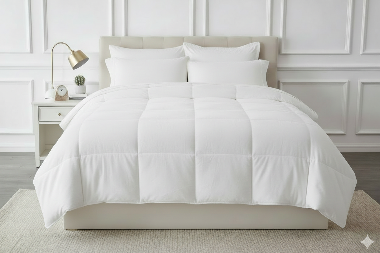 Edredon termico piel de durazno blanco