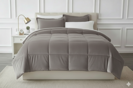 Edredon termico piel de durazno gris oscuro