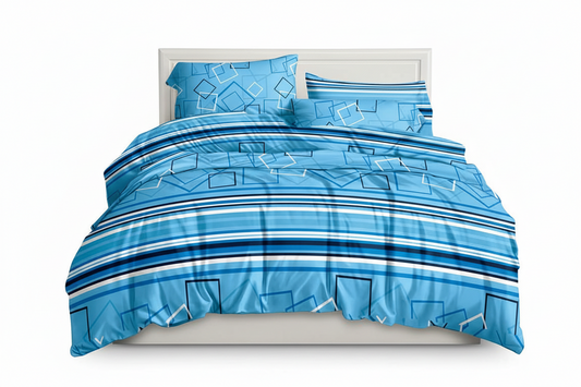 Edredon acolchado estampado linea azul