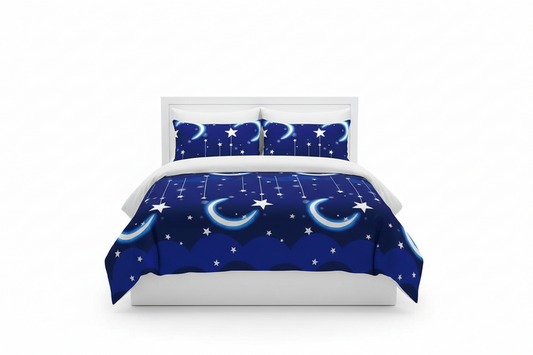 Edredon acolchado estampado luna azul