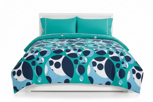 Edredon acolchado estampado manchas azul