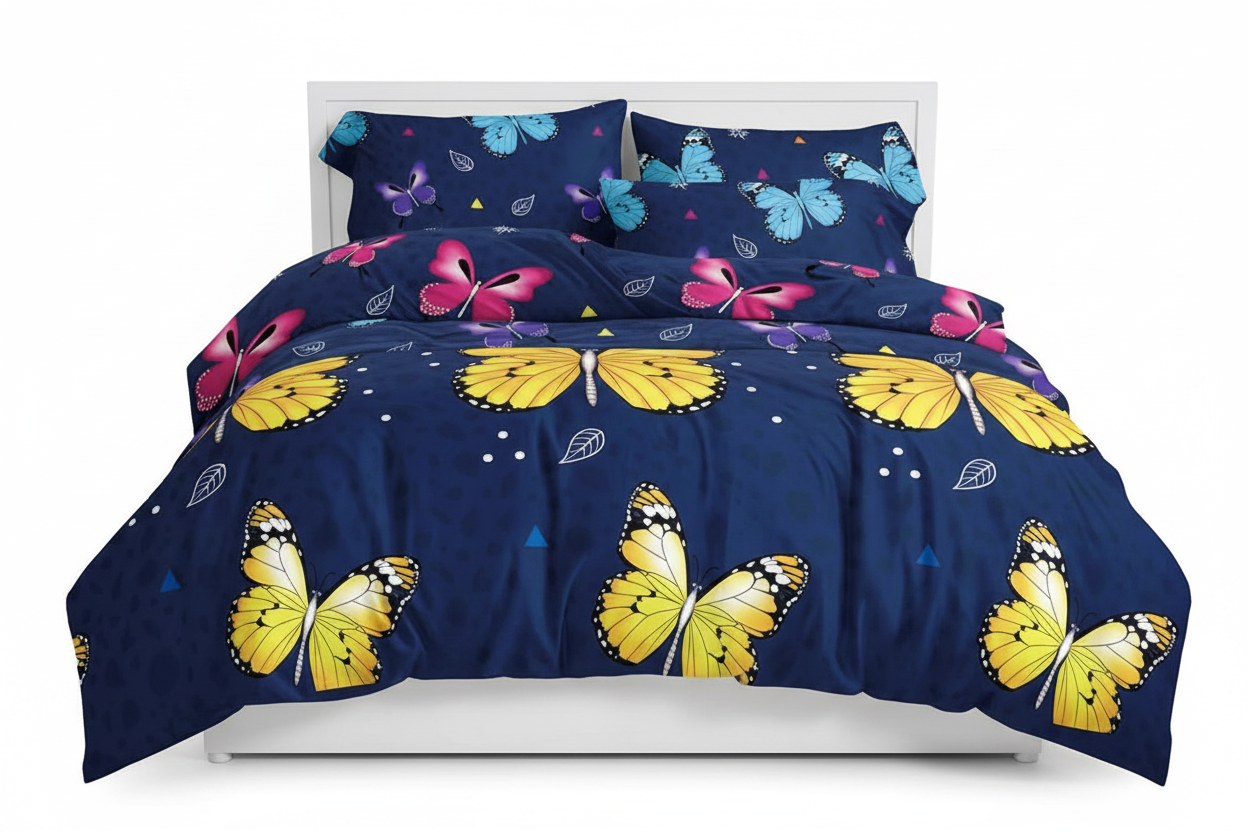 Edredon acolchado estampado mariposas