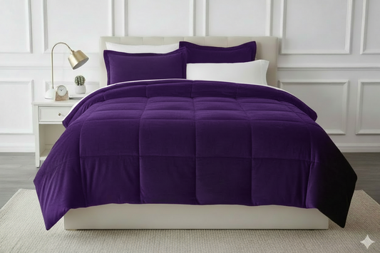 Edredon termico piel de durazno morado