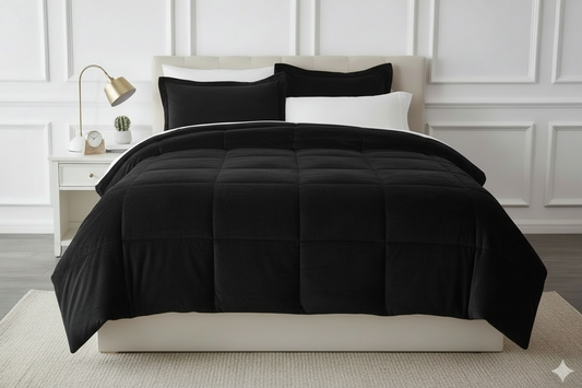 Edredon termico piel de durazno negro