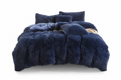 Edredon termico peludo azul oscuro