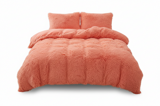 Edredon termico peludo salmon