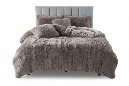 Edredon termico peludo gris oscuro