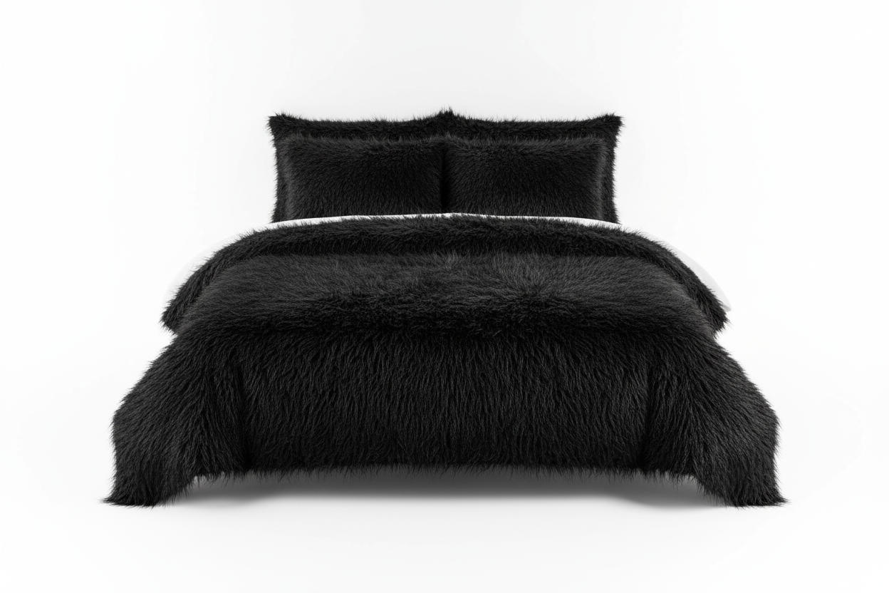 Edredon termico peludo negro