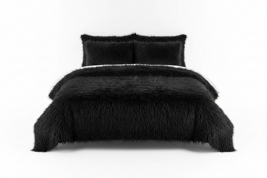 Edredon termico peludo negro