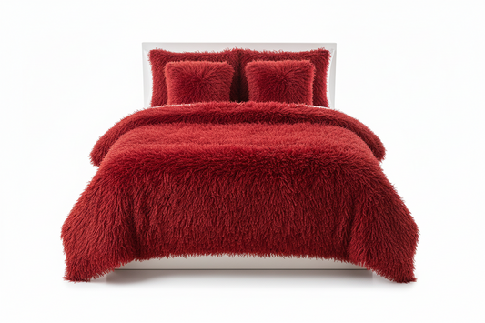 Edredon termico peludo rojo