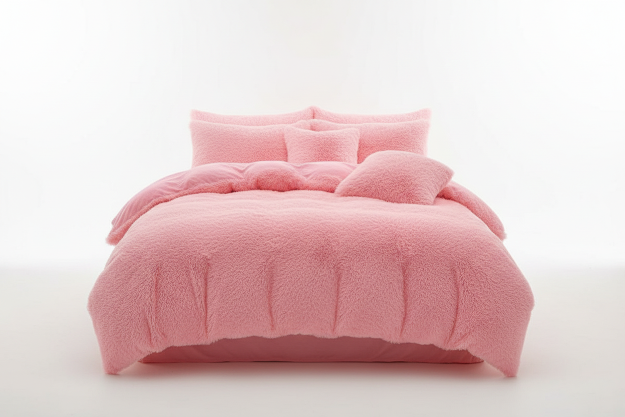 Edredon termico peludo rosado