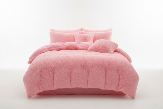 Edredon termico peludo rosado