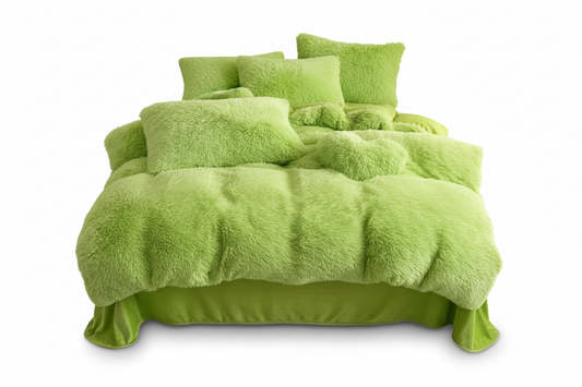 Edredon termico peludo verde pistacho