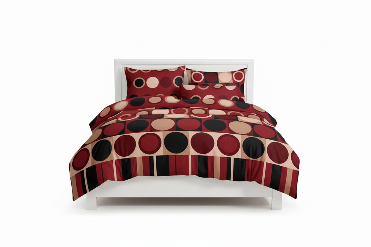 Edredon acolchado estampado puntos vinotinto