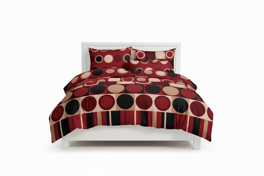 Edredon acolchado estampado puntos vinotinto