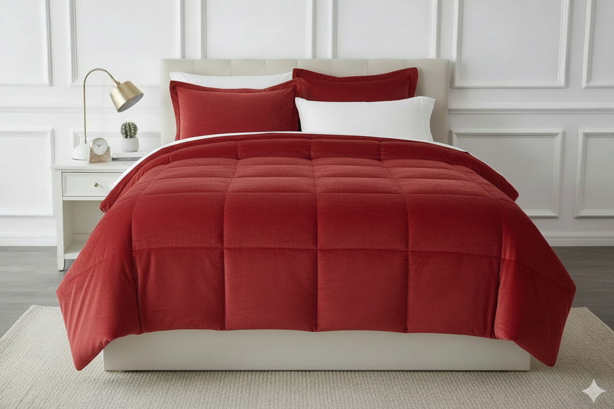 Edredon termico piel de durazno rojo