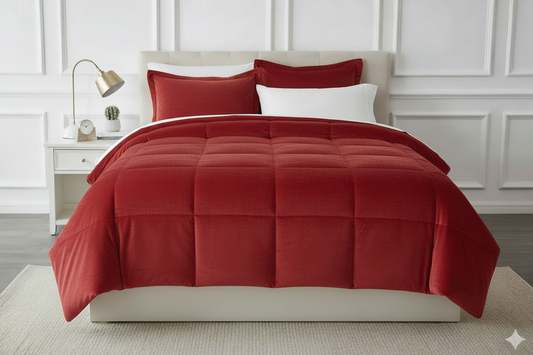 Edredon termico piel de durazno rojo