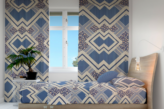 Juego de sabanas con cortina zigzag