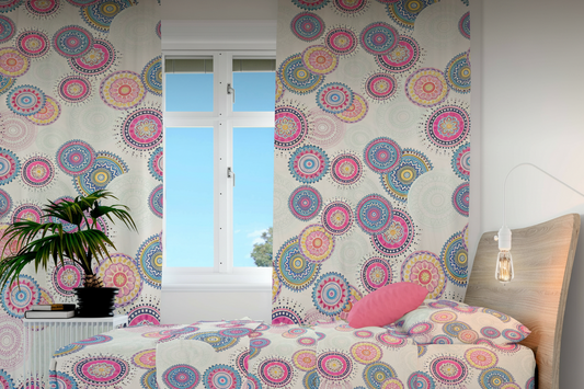 Juego de sabanas con cortina mandalas