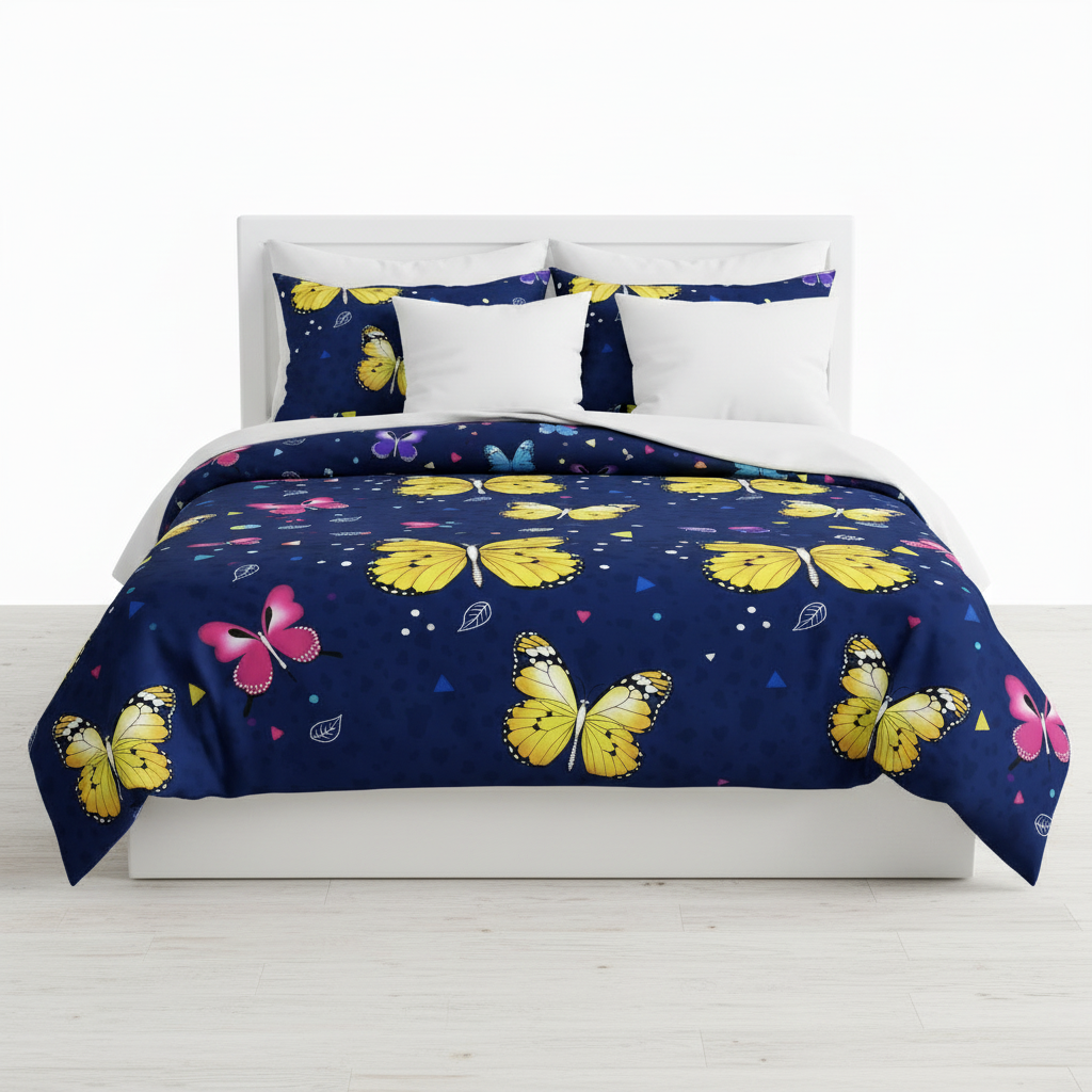 Juego de sabana estampada polialgodon mariposas