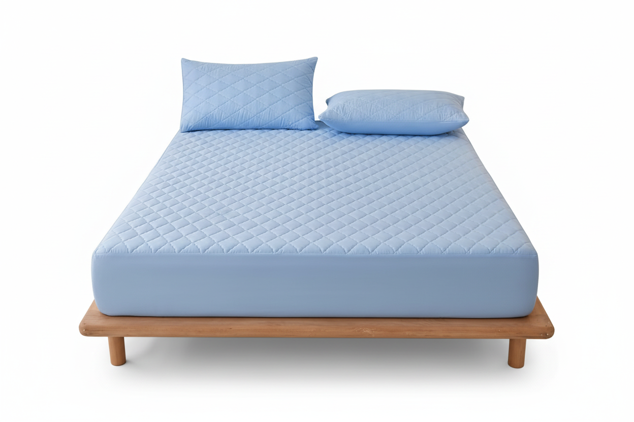 Protector de colchon termosellado azul claro