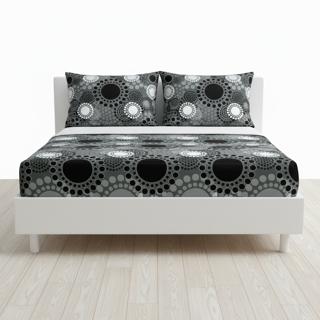 Juego de sabana estampada polialgodon soles negros