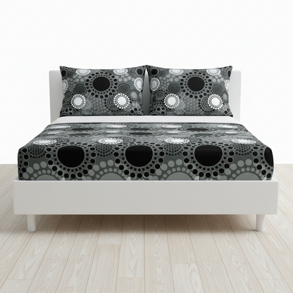 Juego de sabana estampada polialgodon soles negros