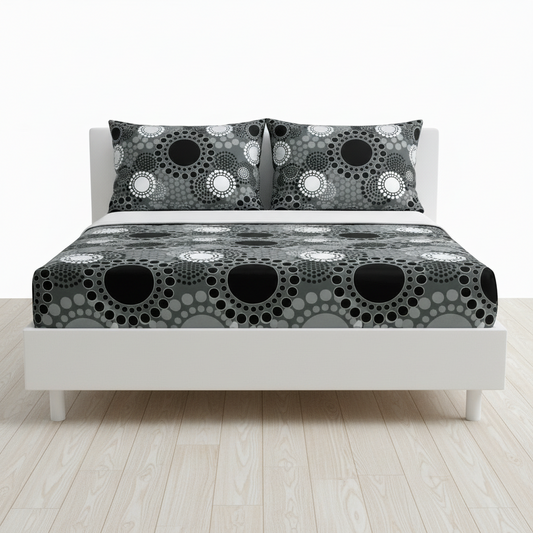 Juego de sabana estampada polialgodon soles negros