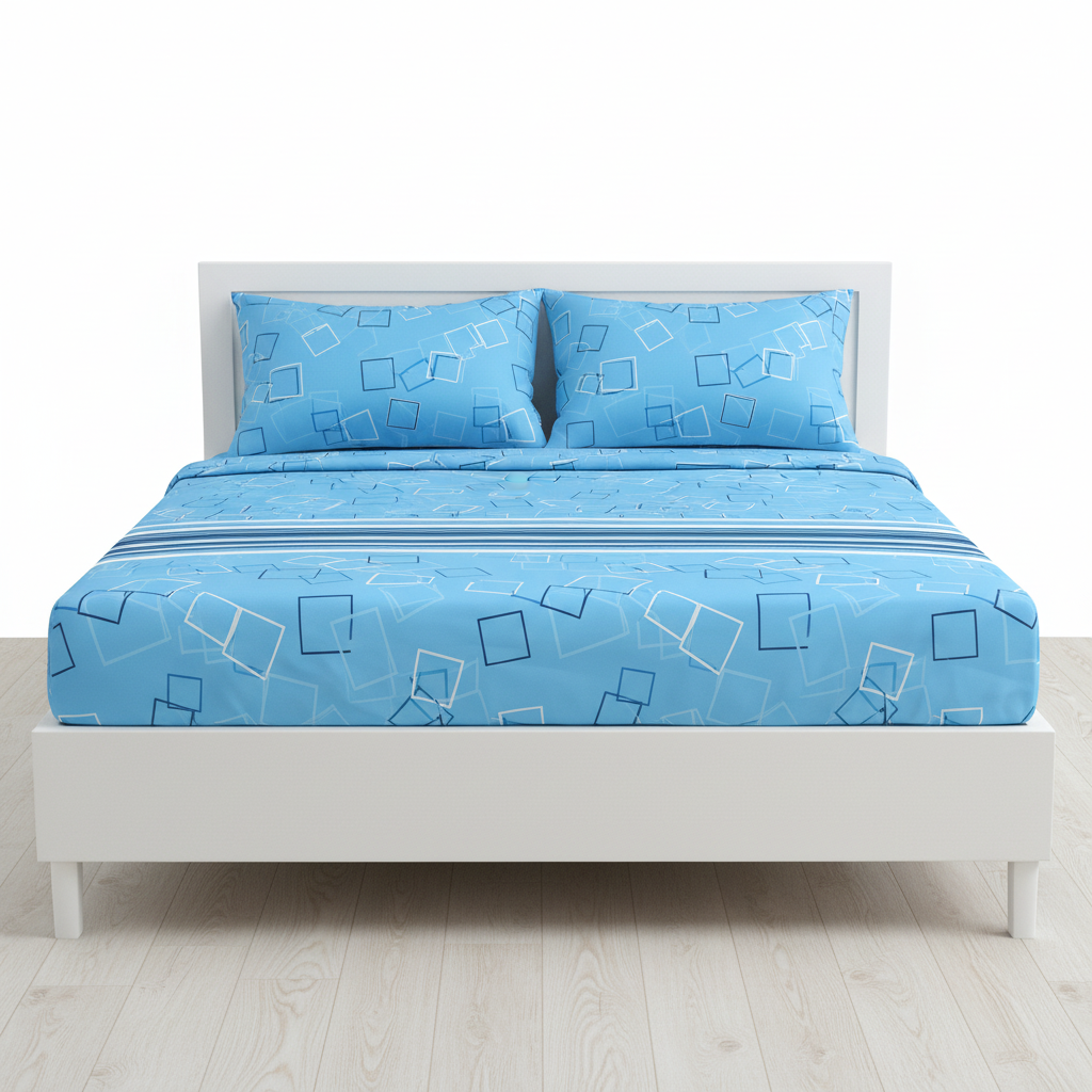 Juego de sabana estampada polialgodon linea azul