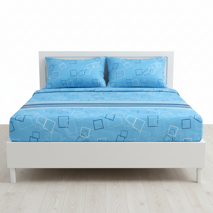 Juego de sabana estampada polialgodon linea azul