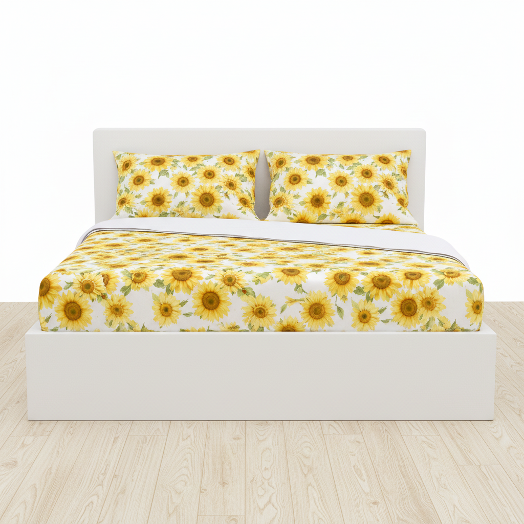 Juego de sabana estampada polialgodon girasoles